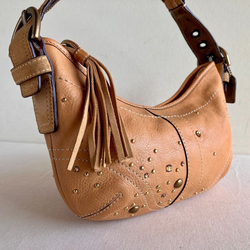 Coach 2005 Soho Studs & Swarovski Crystal Distressed Vachetta Leather Demi Bag