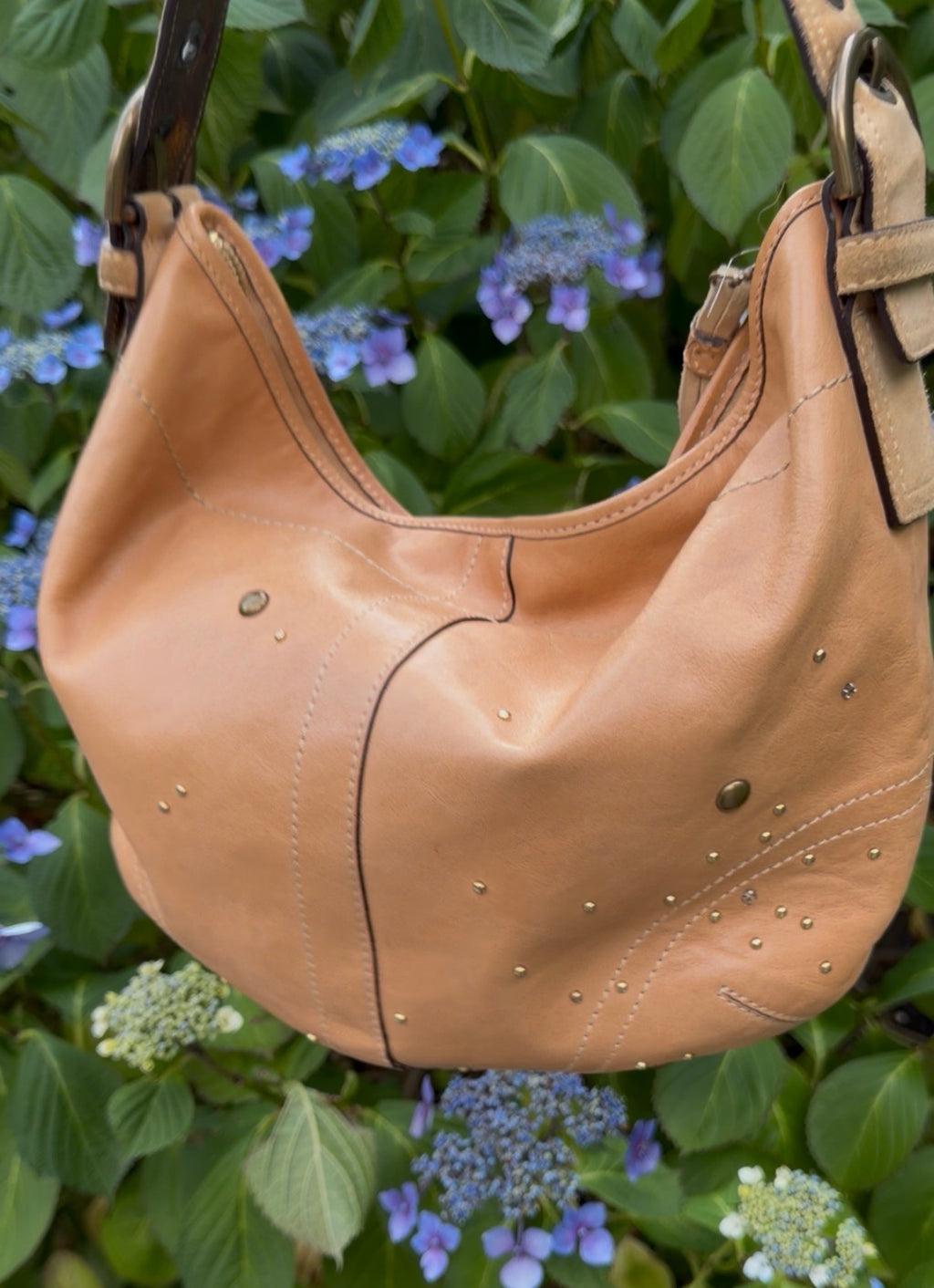 Coach Soho Crystal Studded Vachetta Leather Boho Hobo 8A28