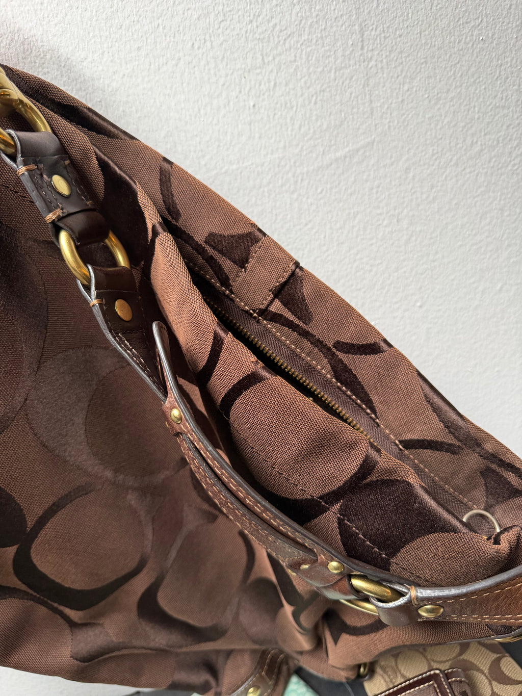 Coach Carly Brown Signature Hobo Bag 10620 + Small Wallet