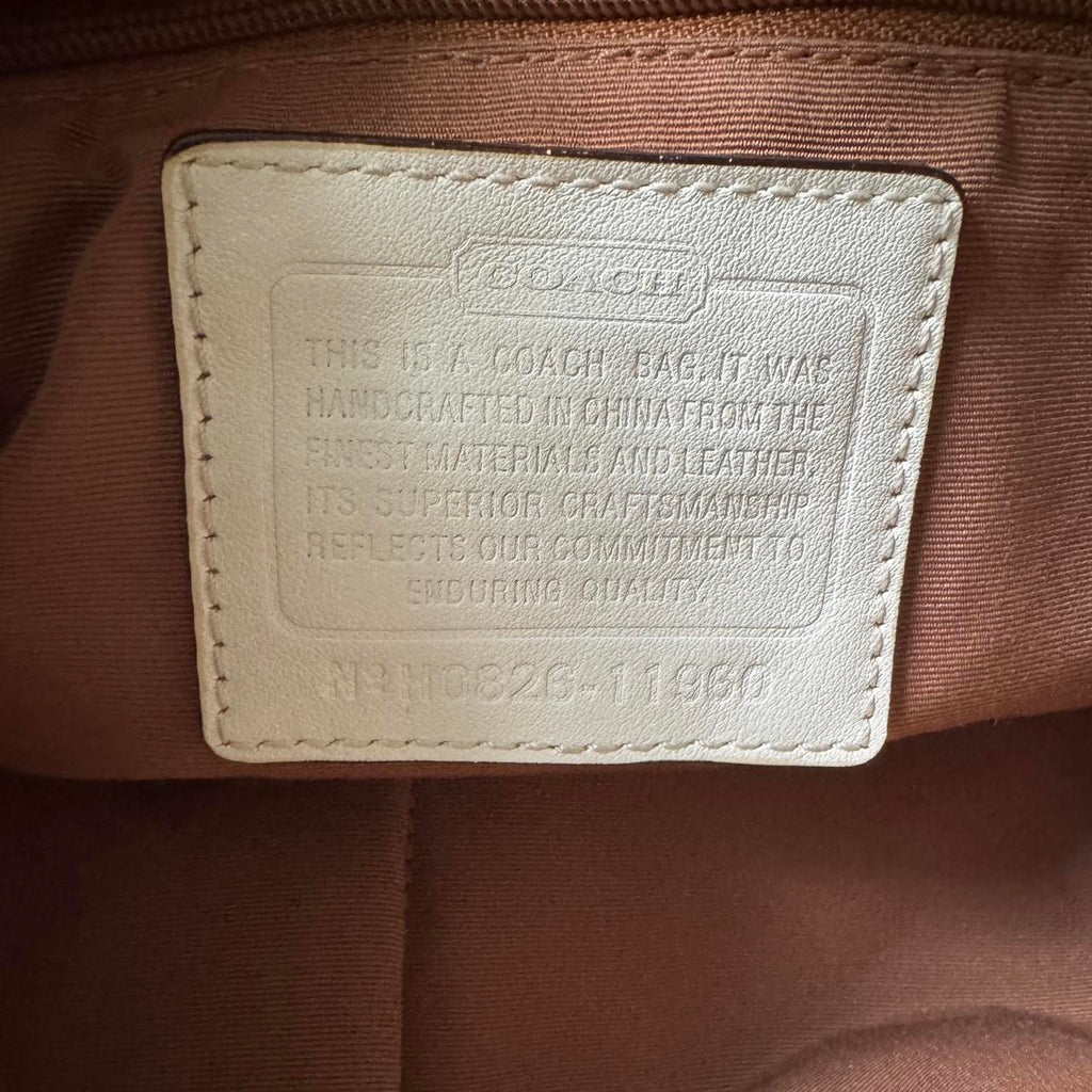 Coach Carly Optic C print shoulder bag in tan with Silver hardware