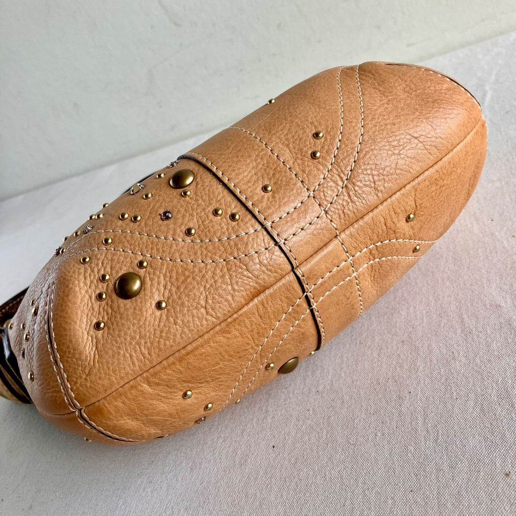 Coach 2005 Soho Studs & Swarovski Crystal Distressed Vachetta Leather Demi Bag