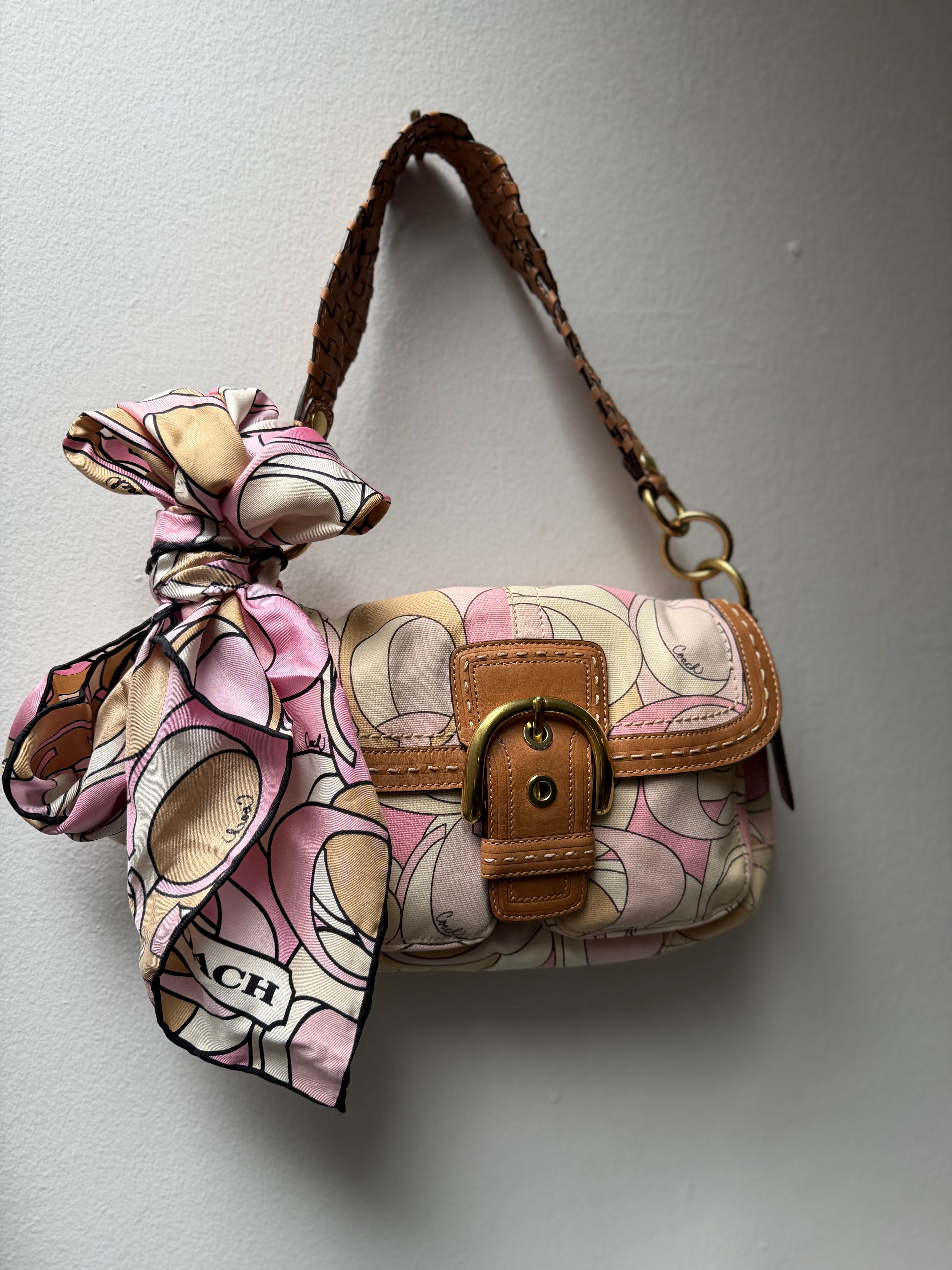 Rare COACH Soho Optic C pink  11909 + matching Silk Scarf