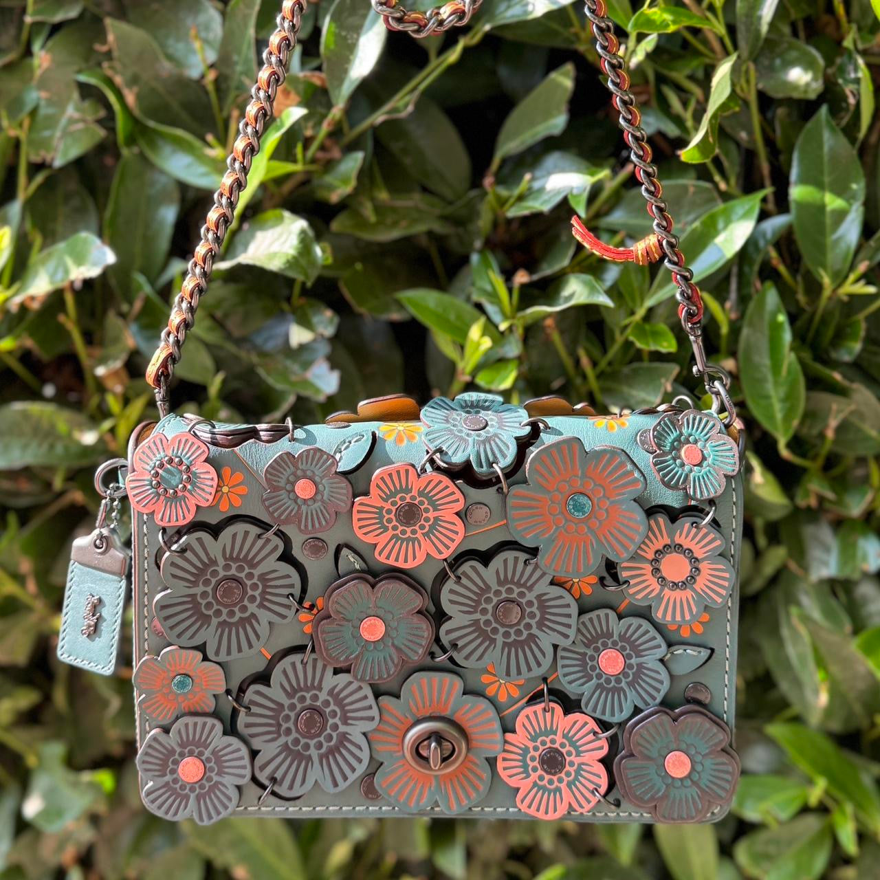 COACH 1941  Dinky with Tea Rose Applique Black Glovetanned Leather 38197