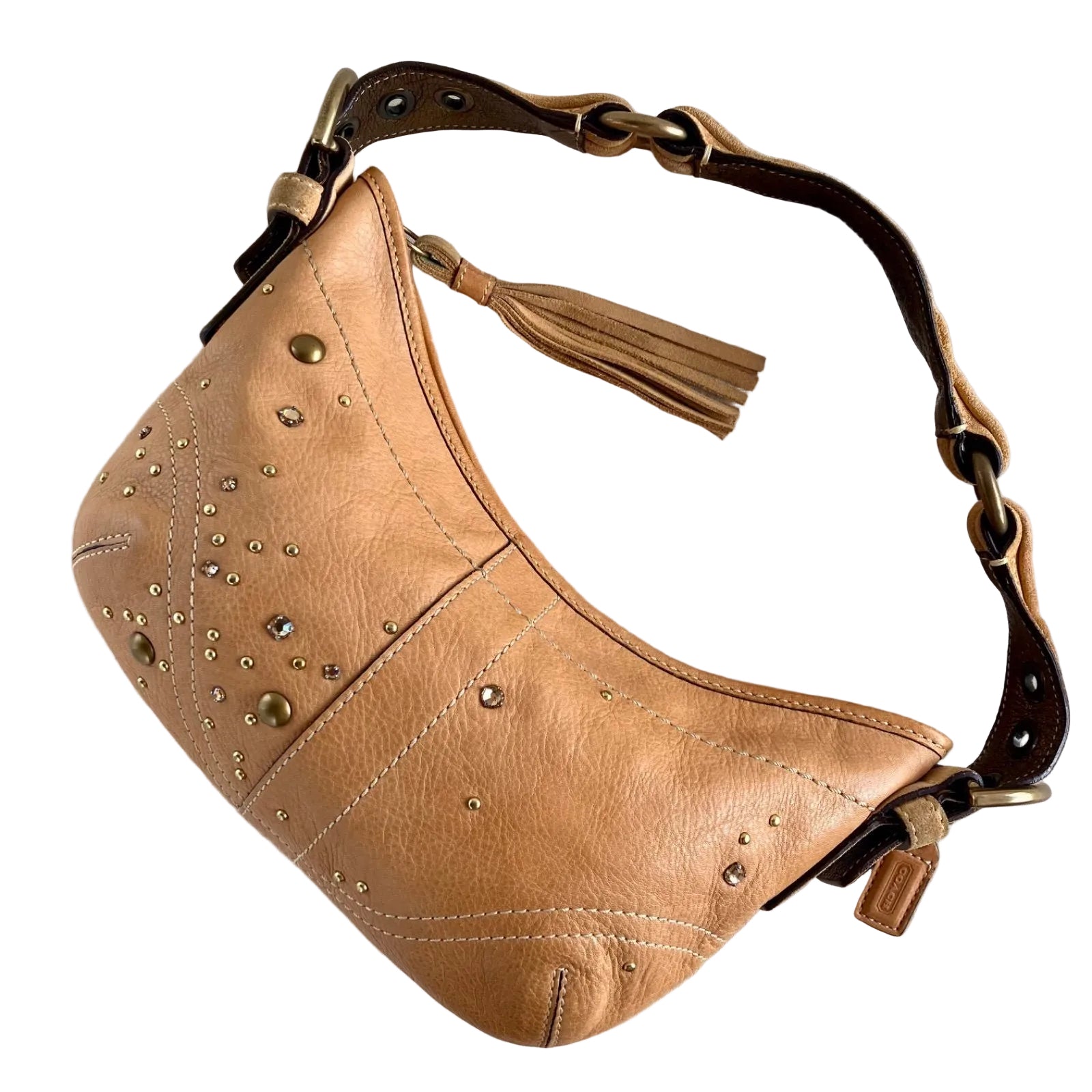 Coach 2005 Soho Studs & Swarovski Crystal Distressed Vachetta Leather Demi Bag