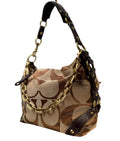Coach Carly Brown Leather Trim Tan Canvas C #10619