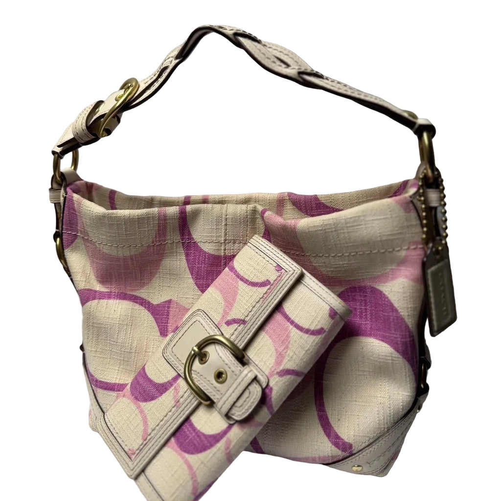 Coach Carly Denim pink, purple signature optic canvas 12197