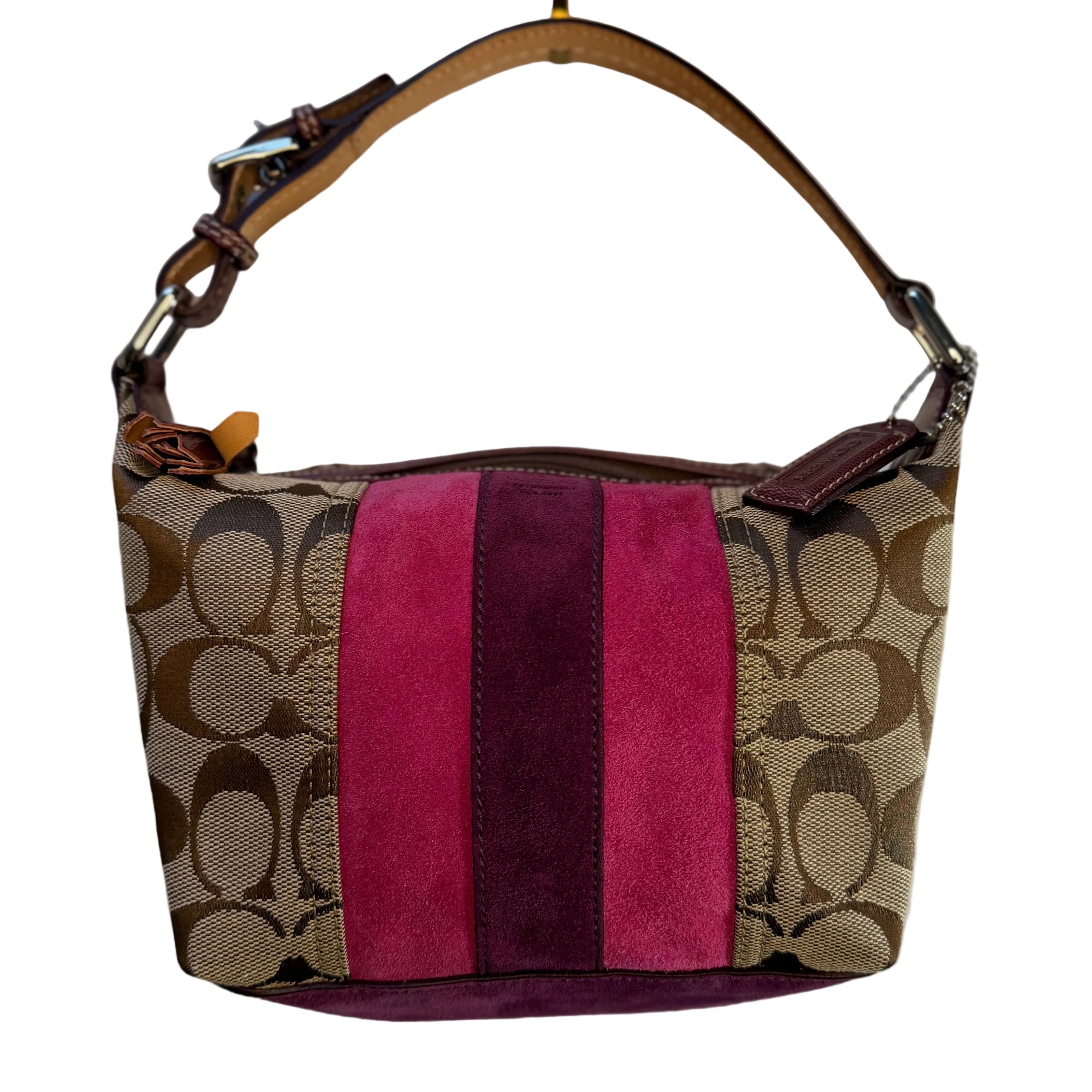 Coach Demi Baguette Jacquard Signature Suede Bag  1598