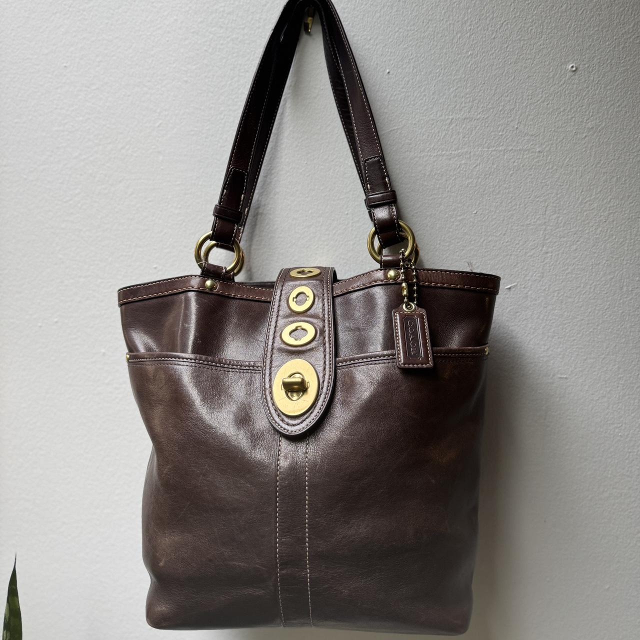 Coach F13757 Lily Legacy Brown Shoulder Bag Turnlock Anniversary