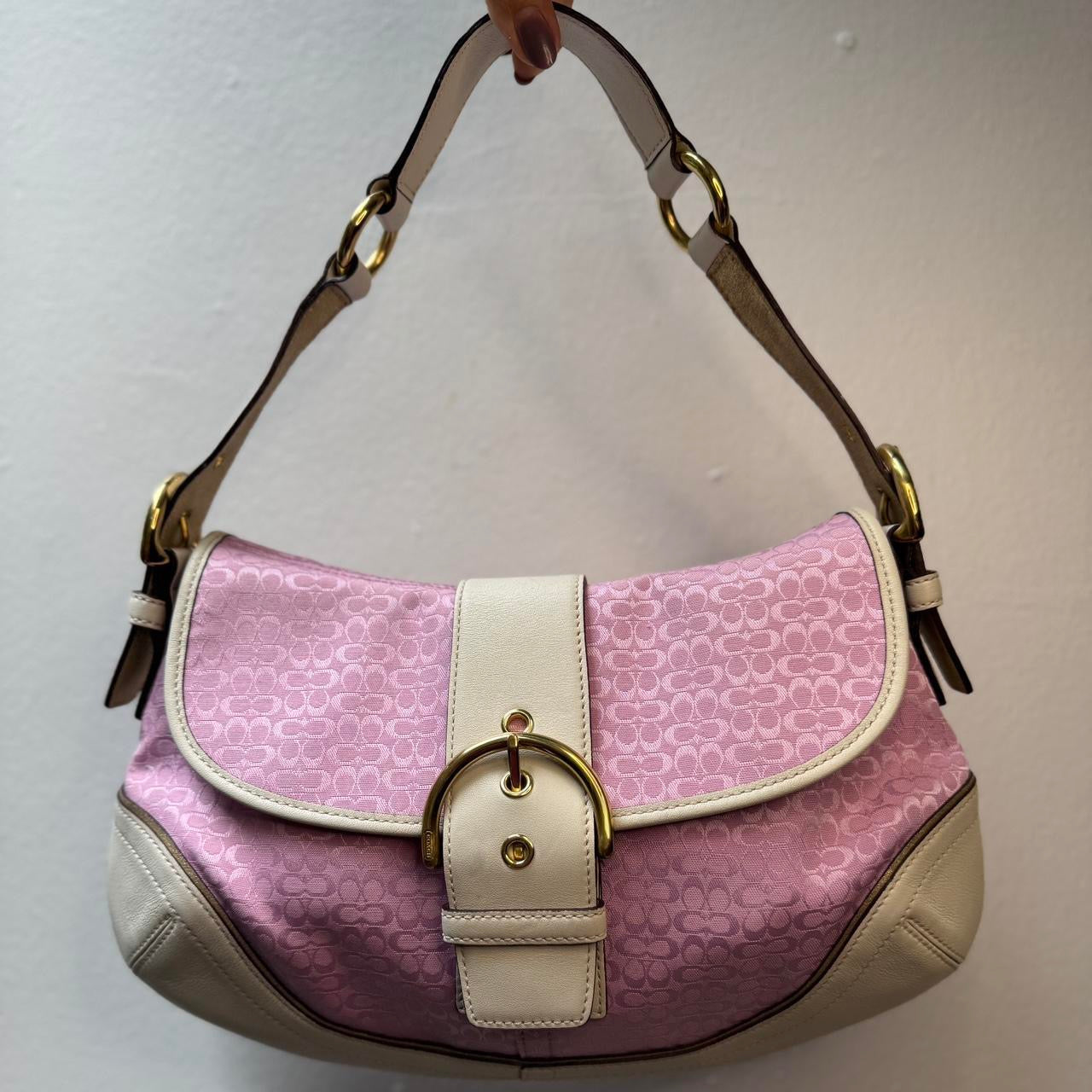 Coach Pink Signature Shoulder Soho Flap 1456