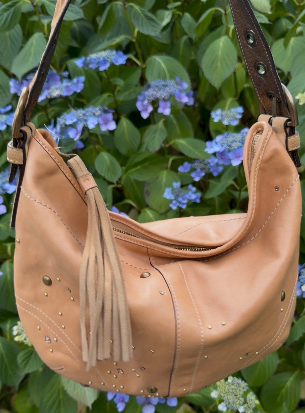 Coach Soho Crystal Studded Vachetta Leather Boho Hobo 8A28