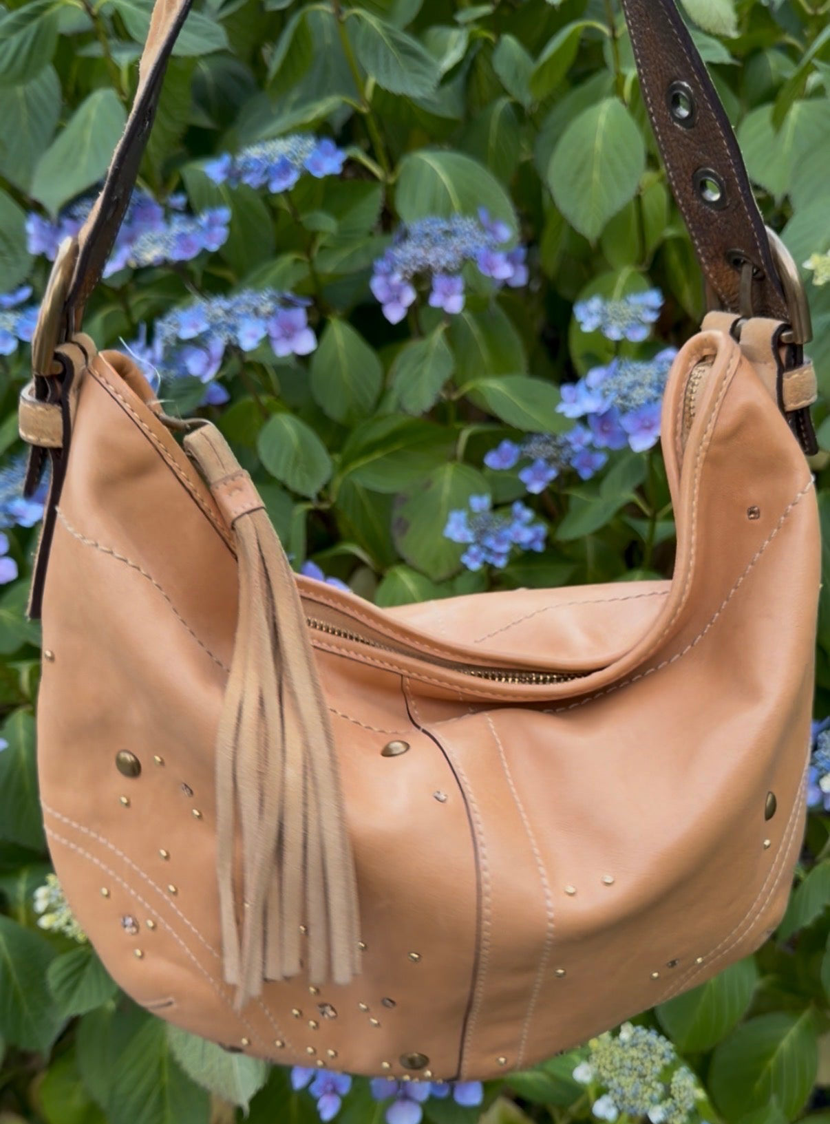 Coach Soho Crystal Studded Vachetta Leather Boho Hobo 8A28