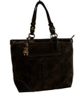 Coach Suede Brown Signature C Beaded Tote Bag #10442