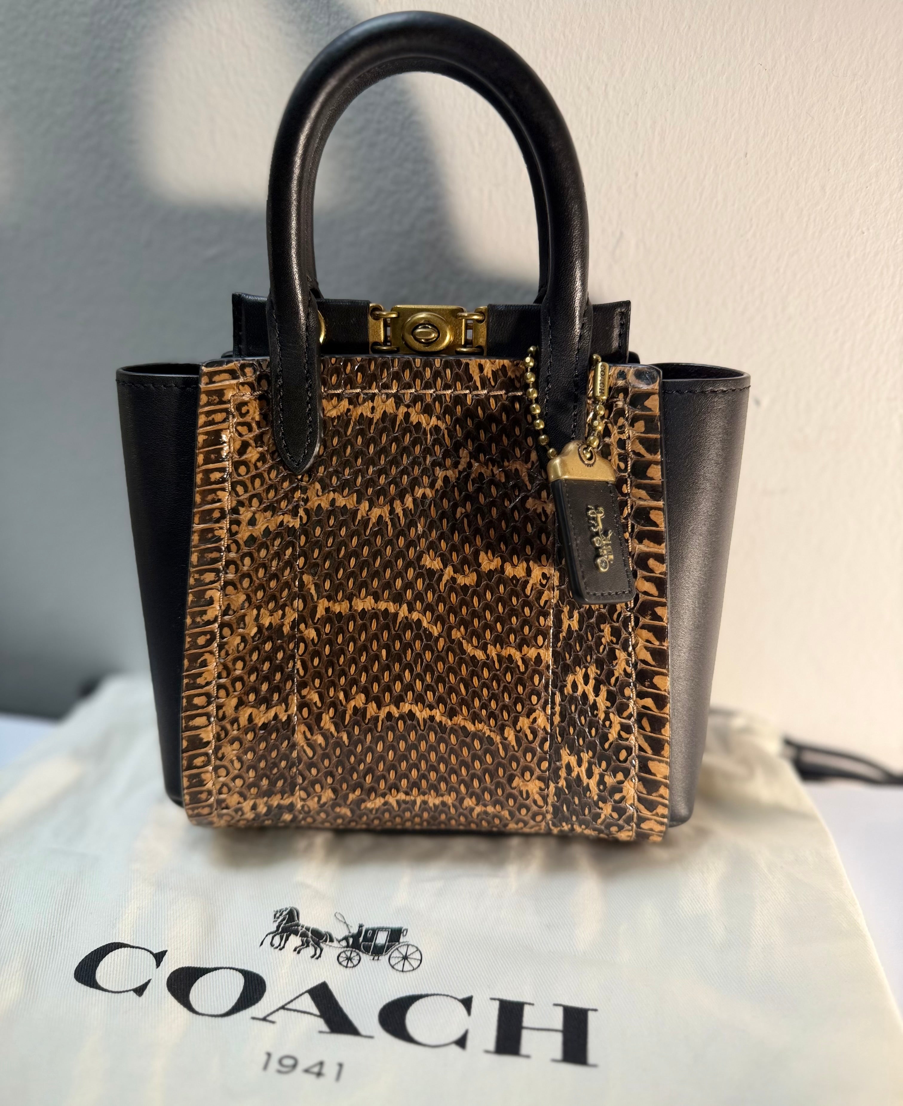 Coach Troupe Tote 16 in Snakeskin Black Brown Multi Style 79295