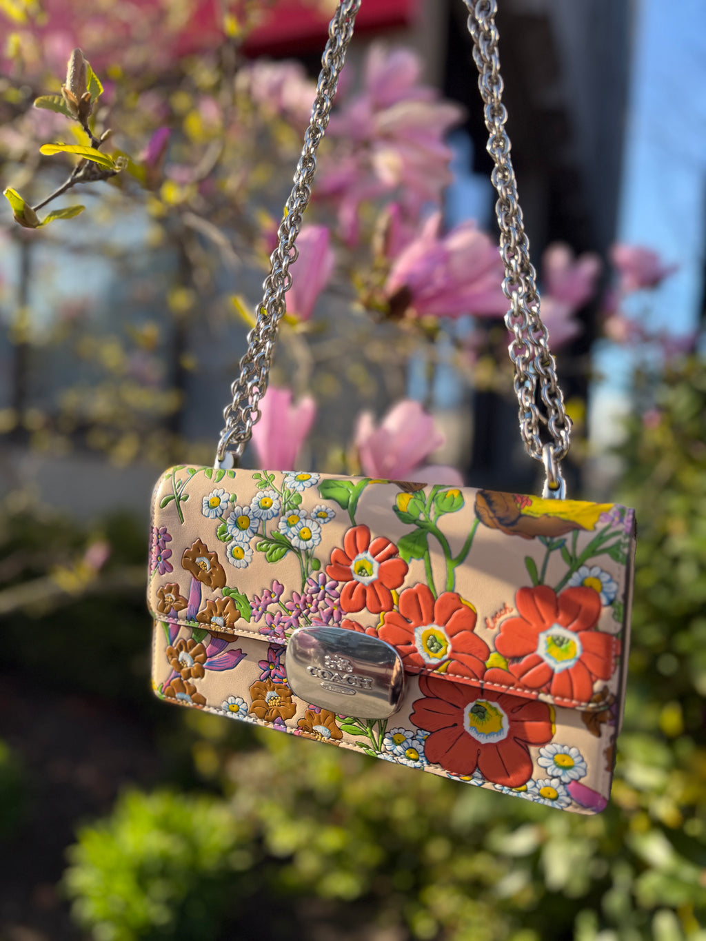 Coach Eliza Floral Print CR159 Silver/Ivory Multi 