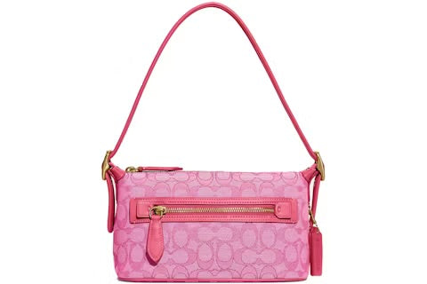 Coach Demi Bag Limited Edition Re-issue In Signature Jacquard Pink Brass