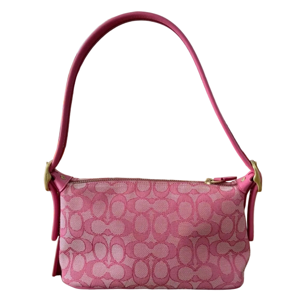 Coach Demi Bag Limited Edition Re-issue In Signature Jacquard Pink Brass