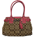 COACH Hampton C Logo Beige Canvas Braided Pink Leather Carryall Tote F13065
