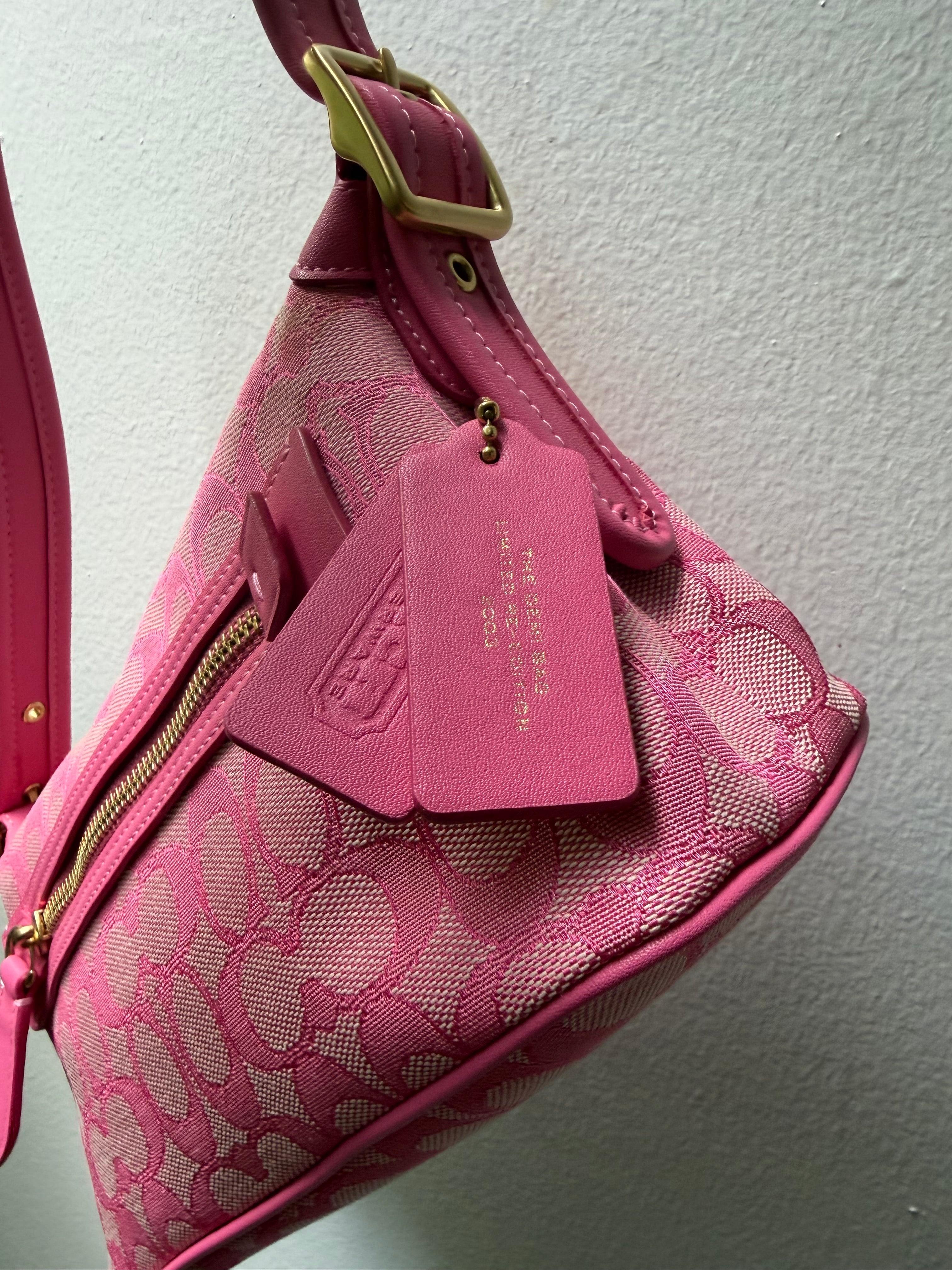 Coach Demi Bag Limited Edition Re-issue In Signature Jacquard Pink Brass