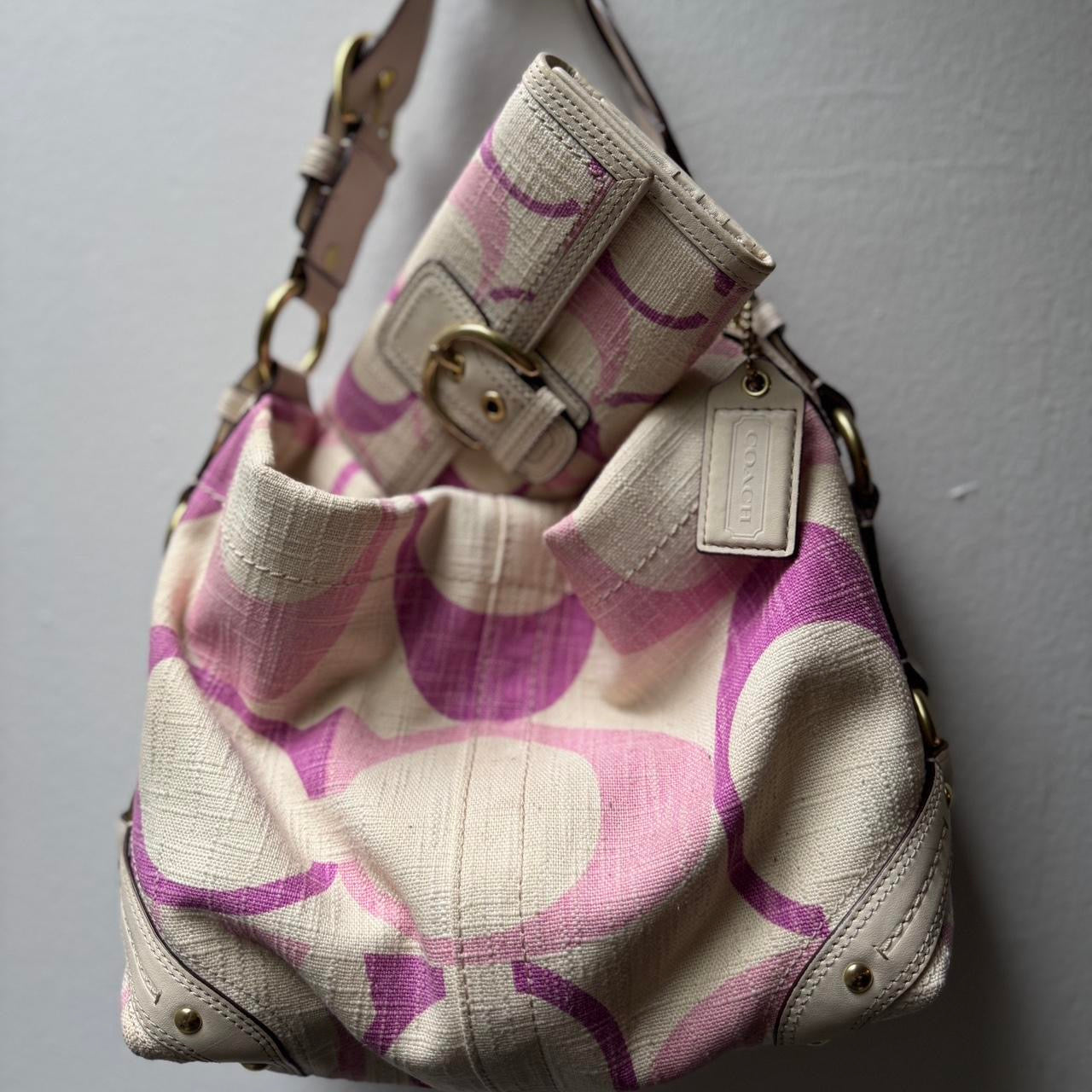 Coach Carly Denim pink, purple signature optic canvas 12197