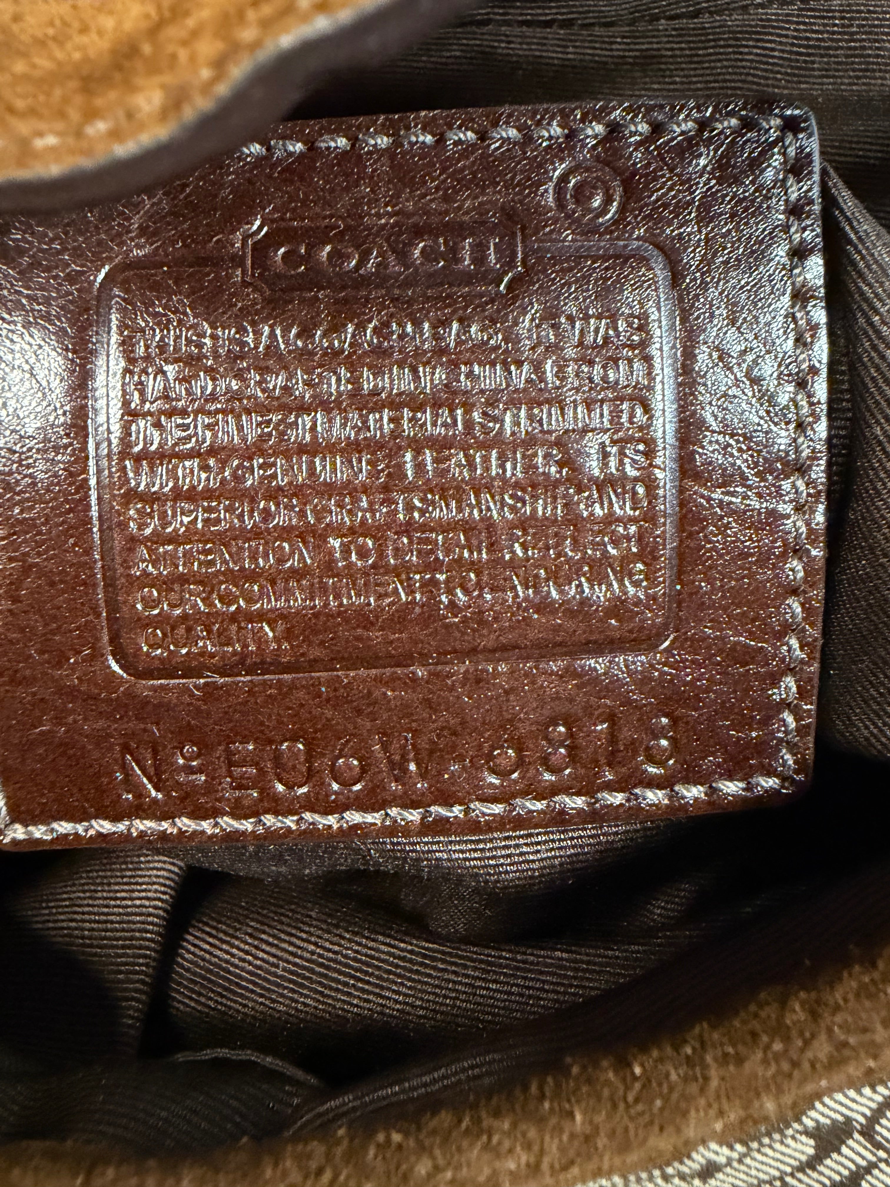 Coach Small Vintage Soho Brown Suede & Signature C Canvas Shoulder Bag 6818