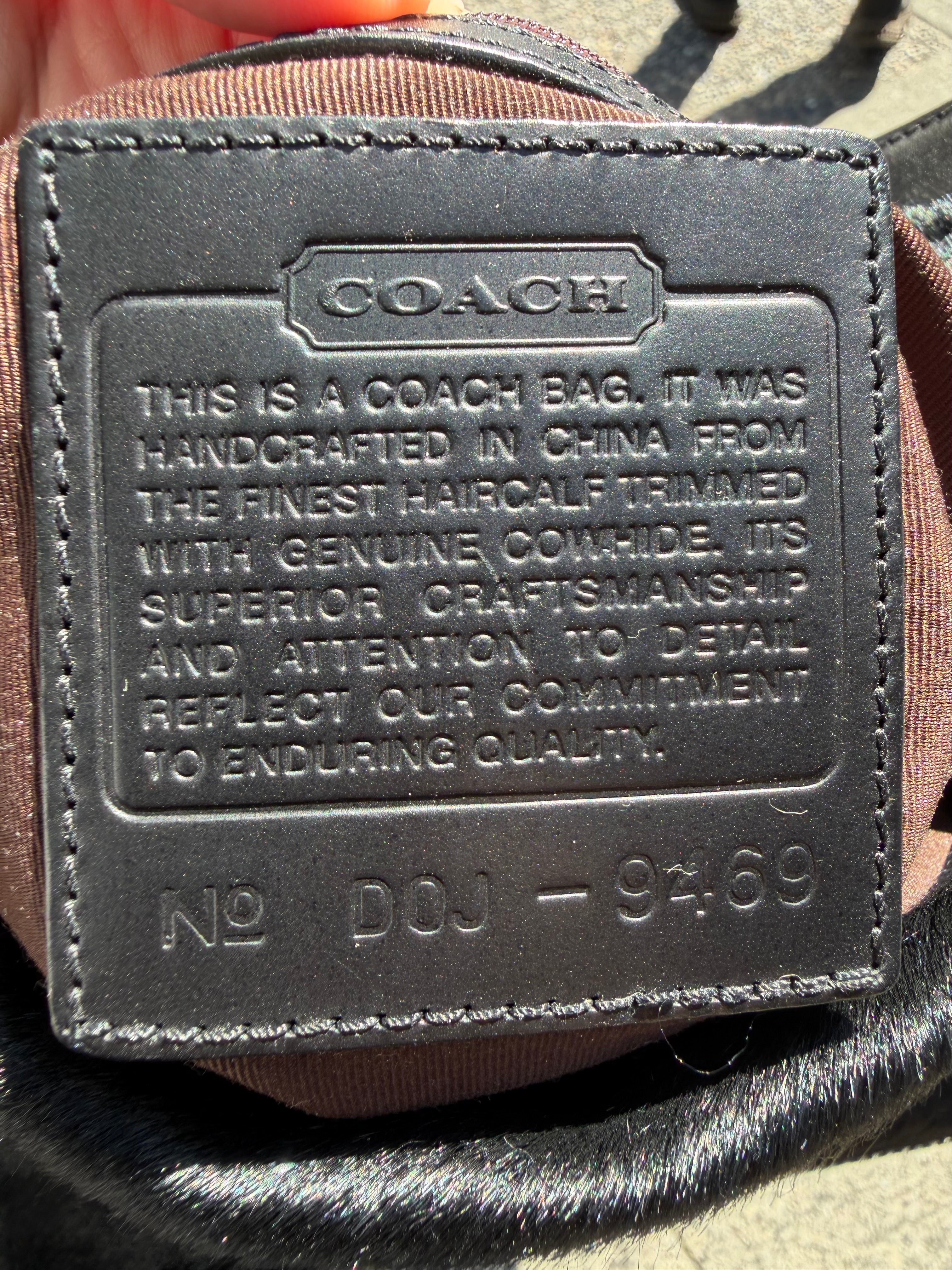Vintage Coach 9469 Black Pony Hair Calf Hair Leather Shoulder Bag Rare