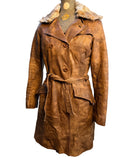 SZ XS Danier Waxed Suede Leather Jacket RemovableRabbit Fur Collar