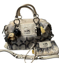Coach Pearl Silver Blue Multi Op Art Sabrina Madison Satchel Convertible Handbag 13585 + Wristlet