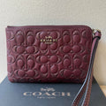 New Coach Wristlet Wallet Red signature embossed Sparkle wallet in box