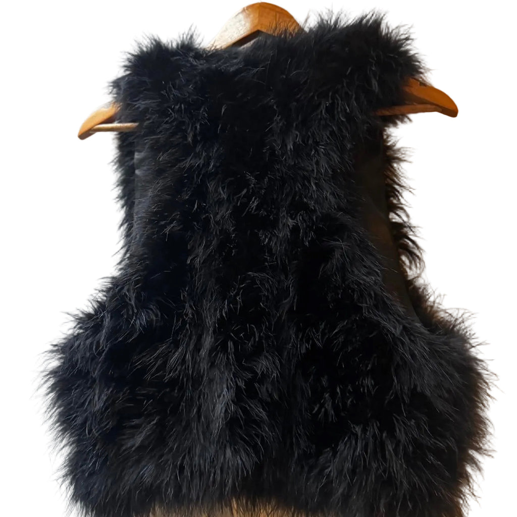 Haute Hippie Marabou Feather Vest in BLACK Size M / L
