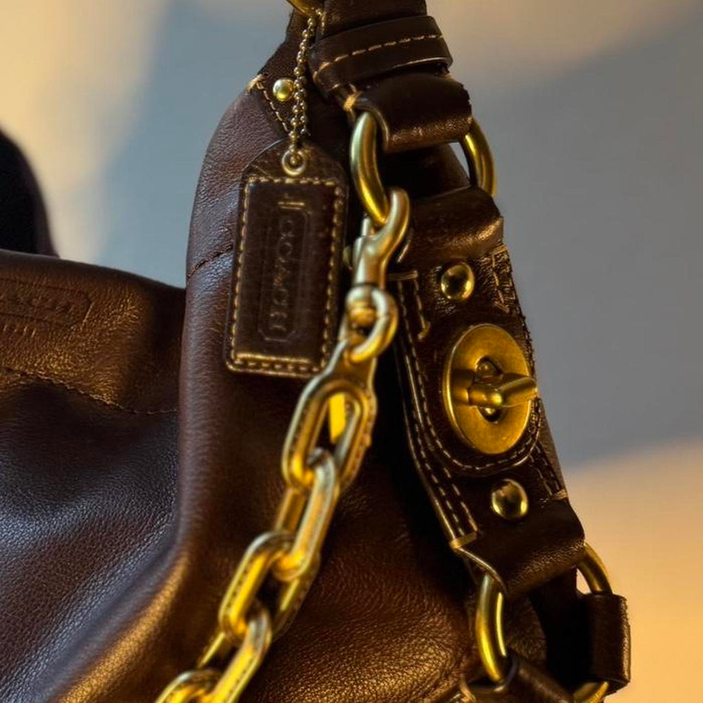Coach Carly Brown Medium Gold Brass Hardware 10615