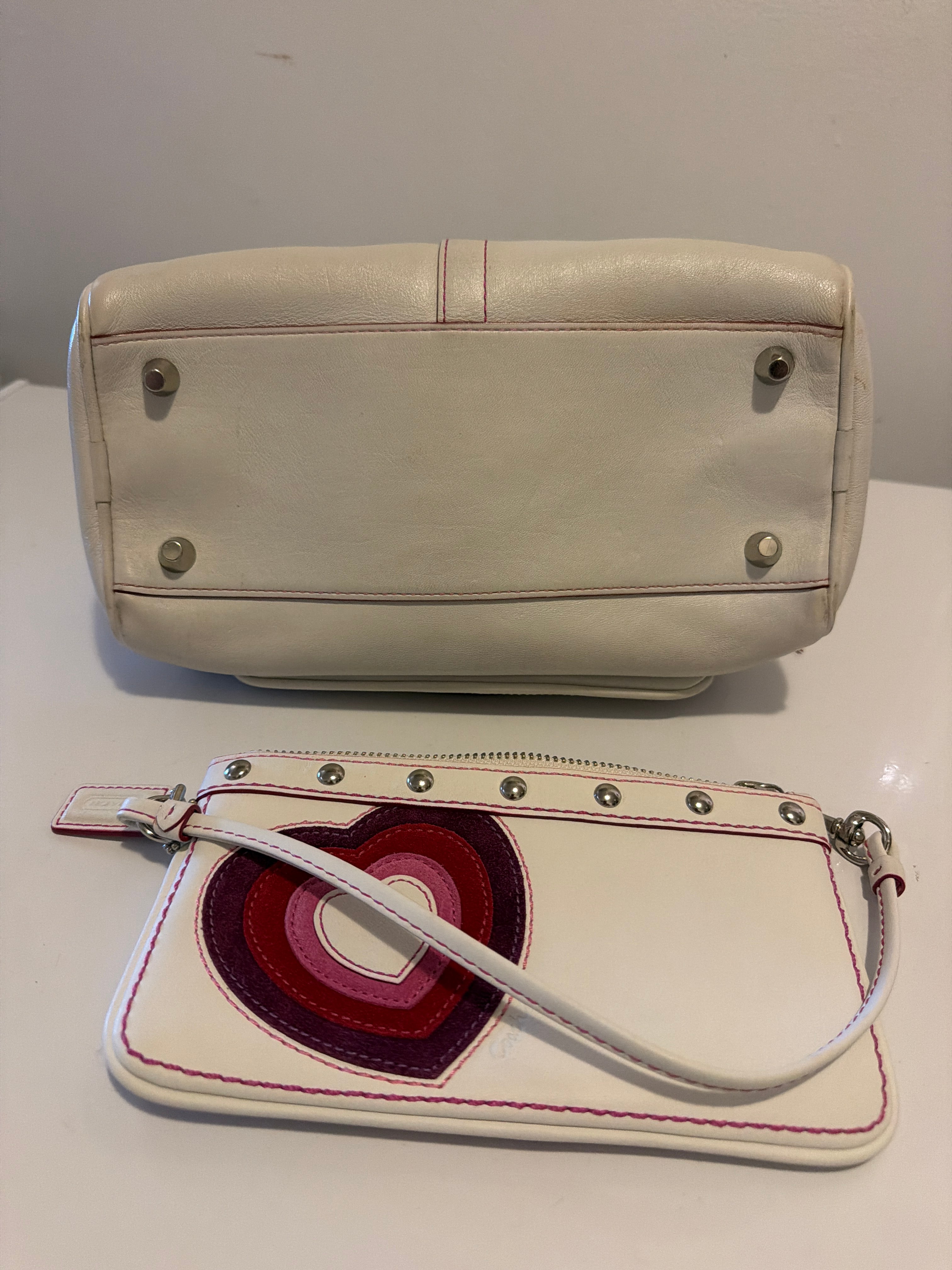 Coach Studded Mini Heart Boston Satchel & Wristlet