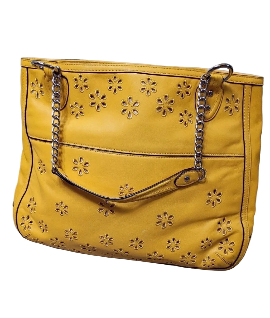Coach Poppy Yellow Leather Eyelet Turnlock Tote  22488 (Copy)