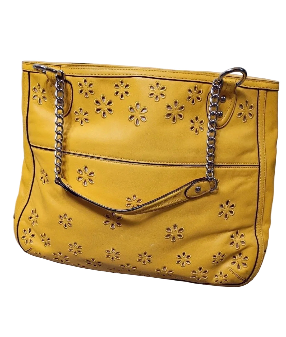Coach Poppy Yellow Leather Eyelet Turnlock Tote  22488 (Copy)