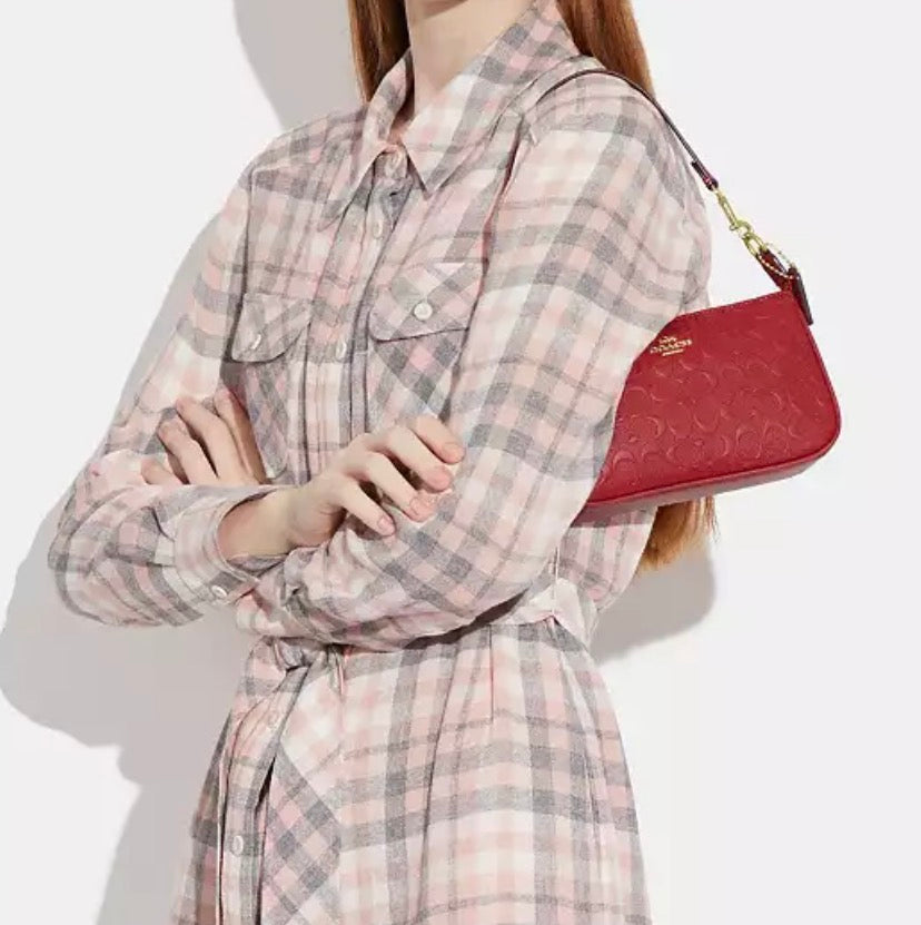 Coach Red Signature Embossed Nolita 19 Bag