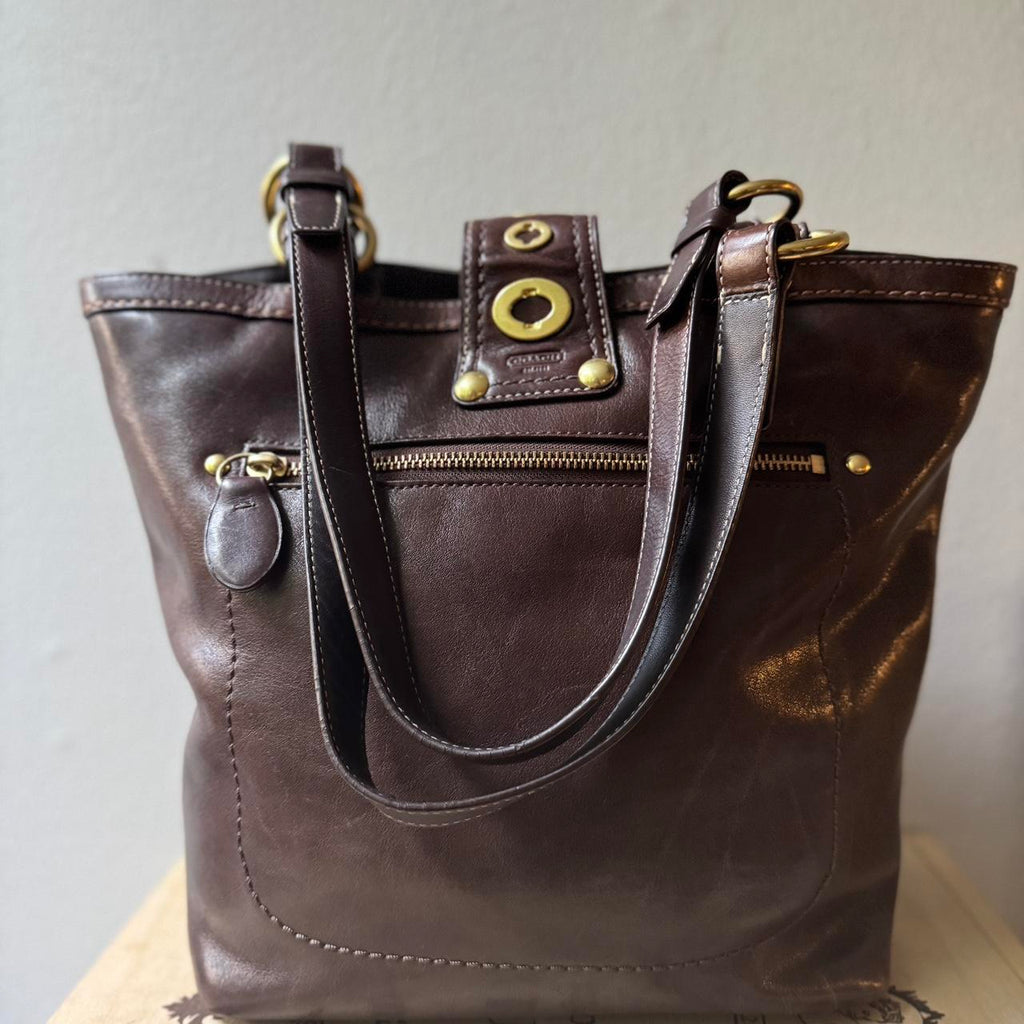 Coach F13757 Lily Legacy Brown Shoulder Bag Turnlock Anniversary