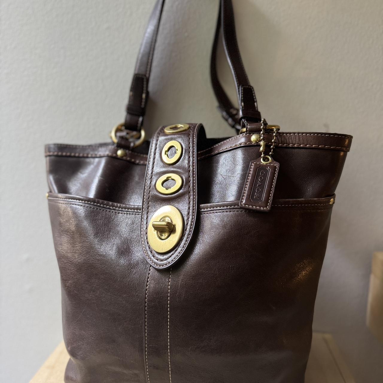 Coach F13757 Lily Legacy Brown Shoulder Bag Turnlock Anniversary