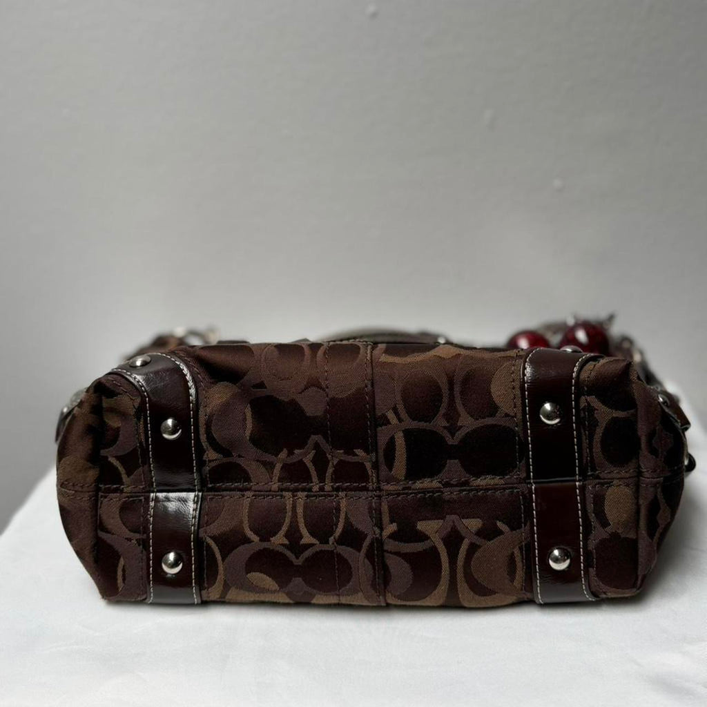 Coach Carly Brown Optic C signature silver hardware F13986