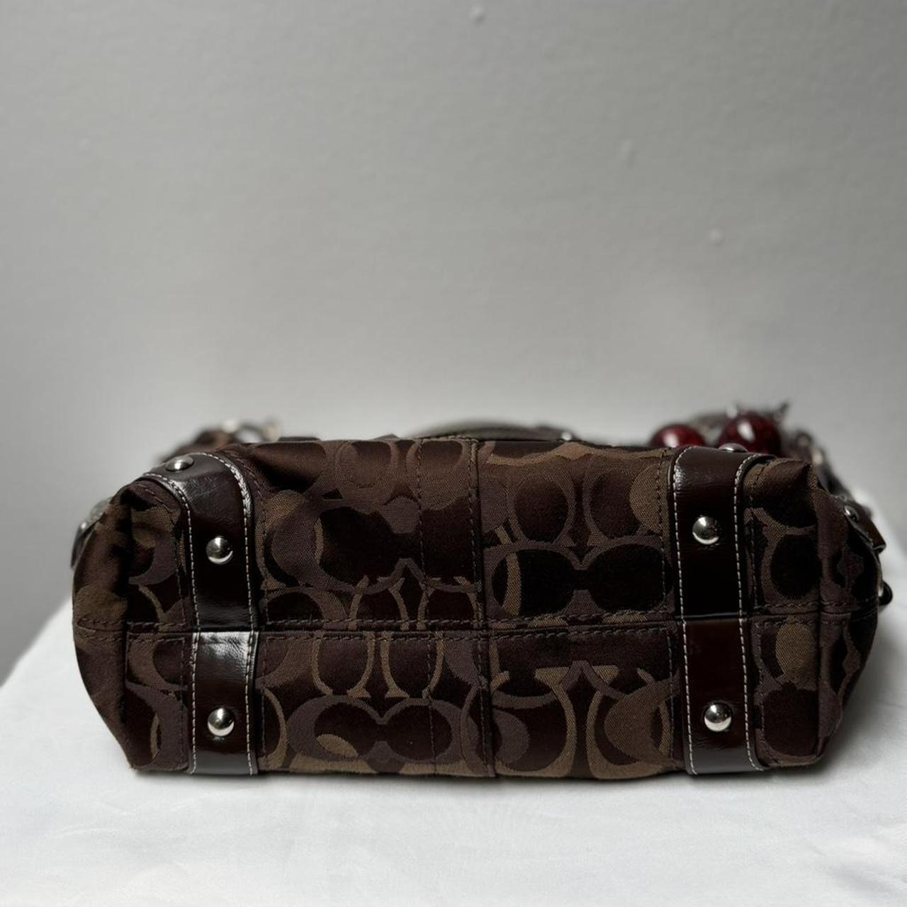 Coach Carly Brown Optic C signature silver hardware F13986