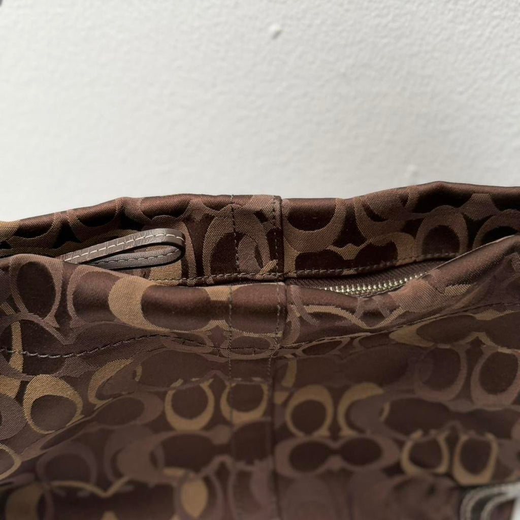 Coach Carly Brown Optic C signature silver hardware F13986