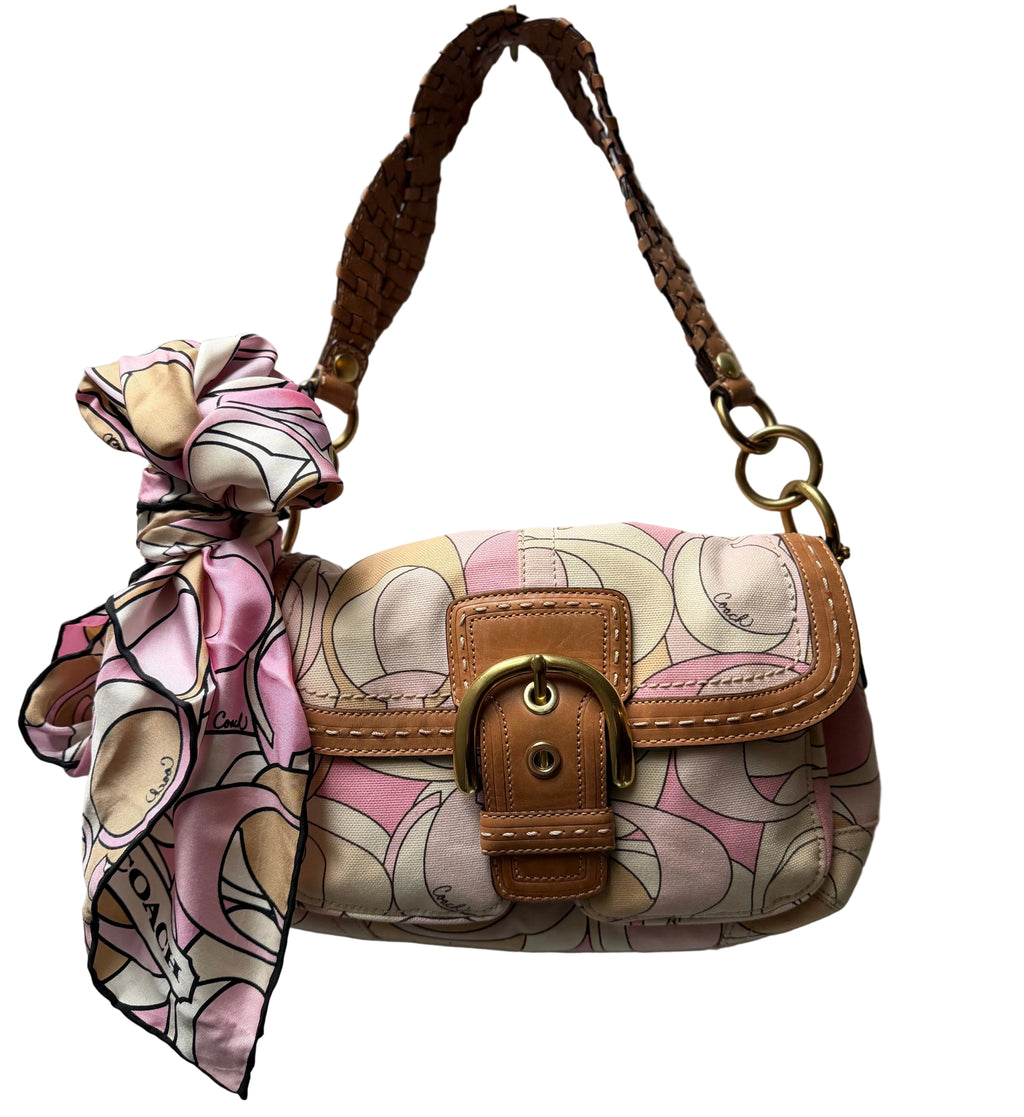 Rare COACH Soho Optic C pink  11909 + matching Silk Scarf
