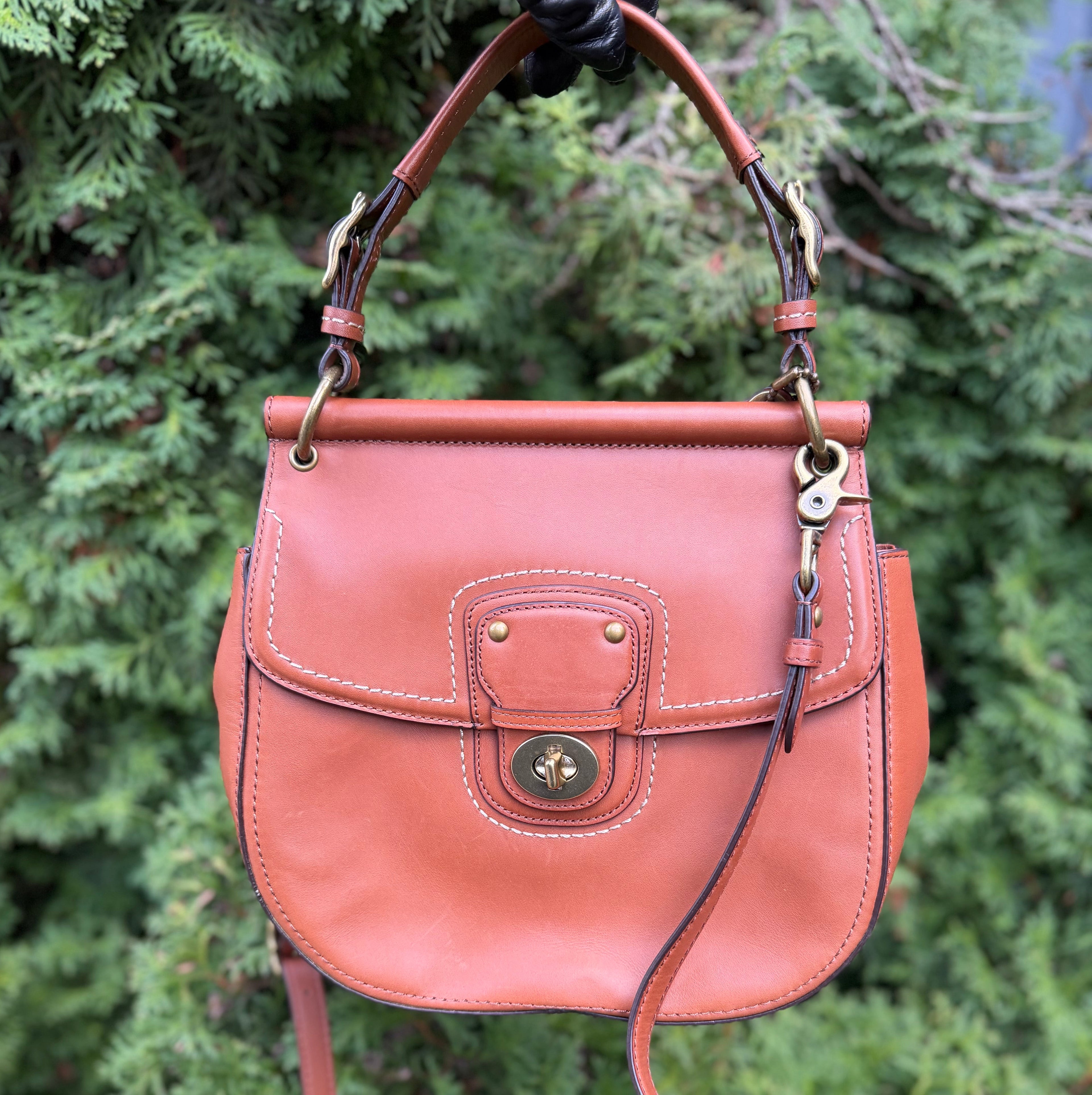 Vintage  Coach Willis Legacy 70th Anniversary Vermillion Leather Handbag 19132
