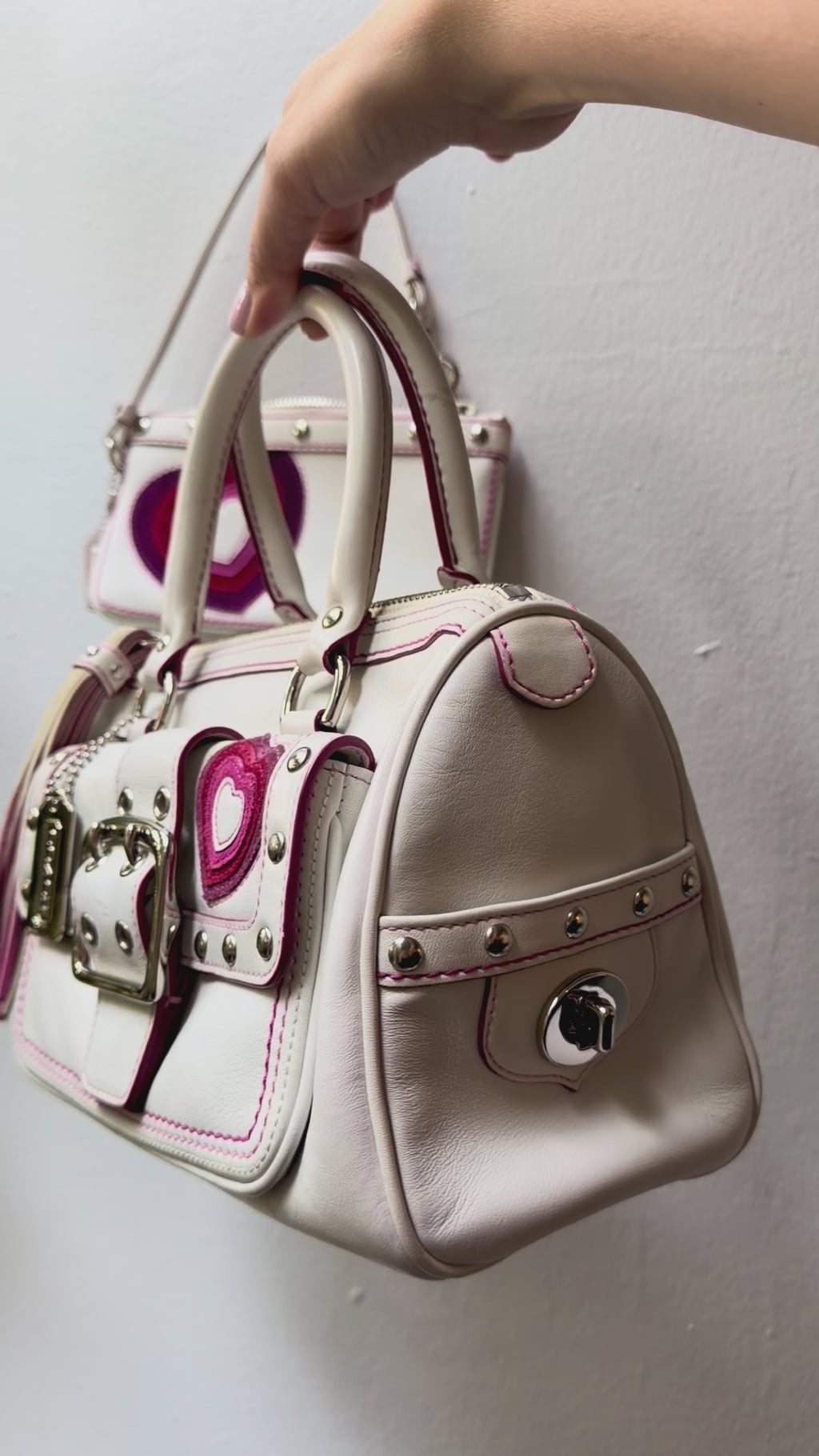 Coach Studded Mini Heart Boston Satchel & Wristlet