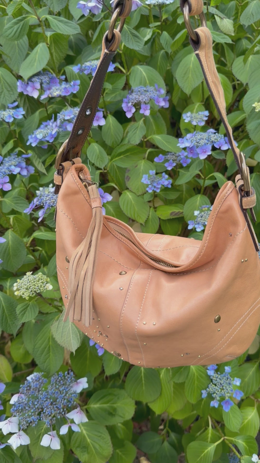 Coach Soho Crystal Studded Vachetta Leather Boho Hobo 8A28