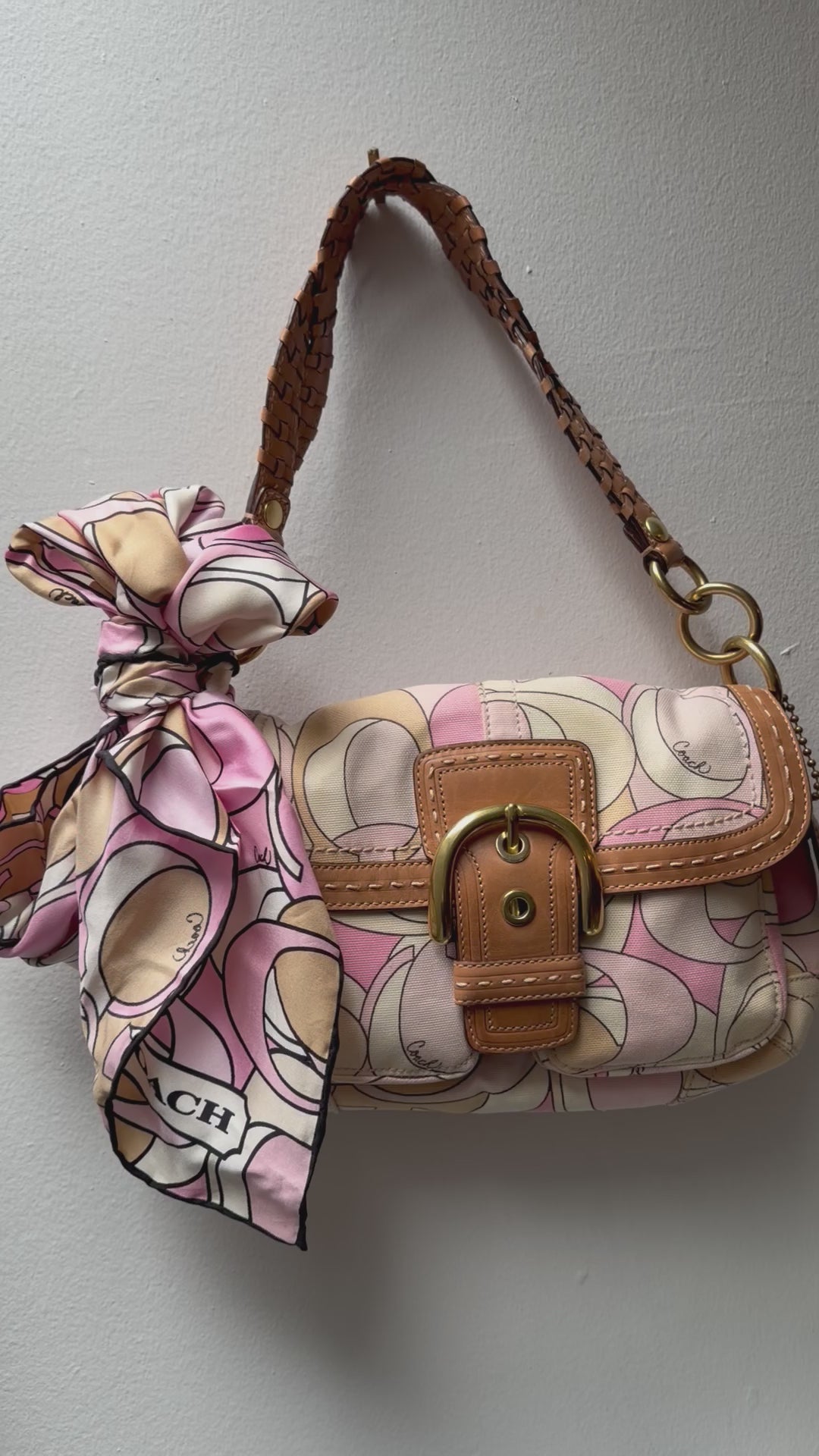 Rare COACH Soho Optic C pink  11909 + matching Silk Scarf